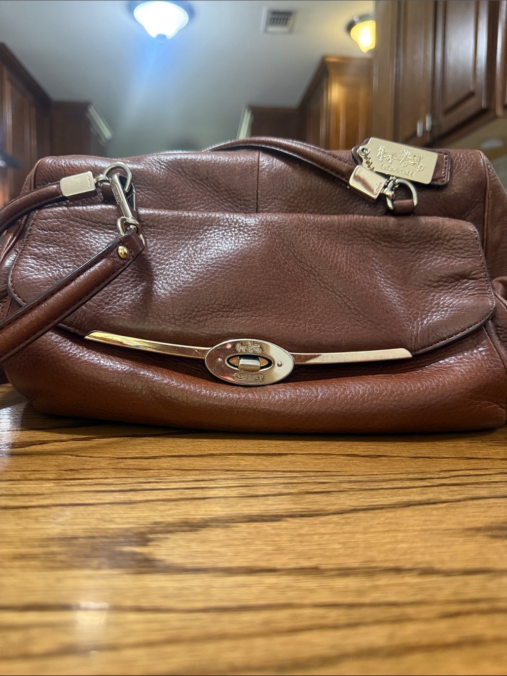 Coach Brown Leather Shoulder Bag with Gold Hardware